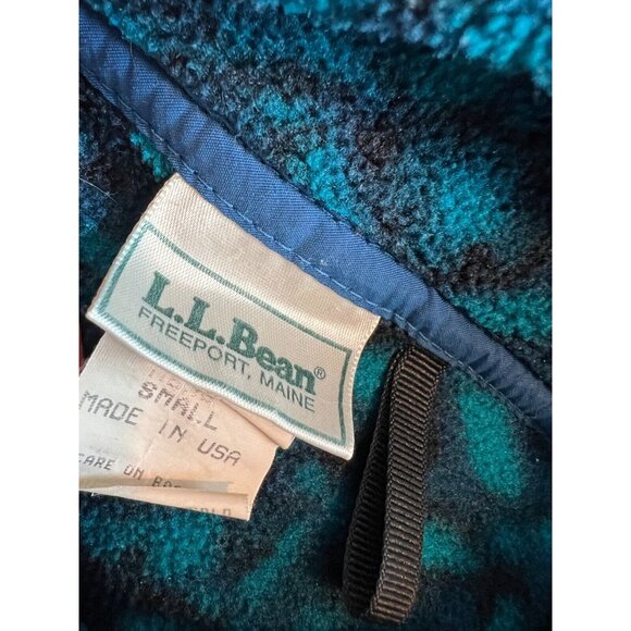 LL Bean Fleece Jacket Pullover Sweatshirt Aztec Mens Small Vintage 90s Made USA - Picture 2 of 11